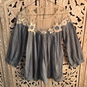 Altar’d State Illusion Neckline Floral Peasant Top